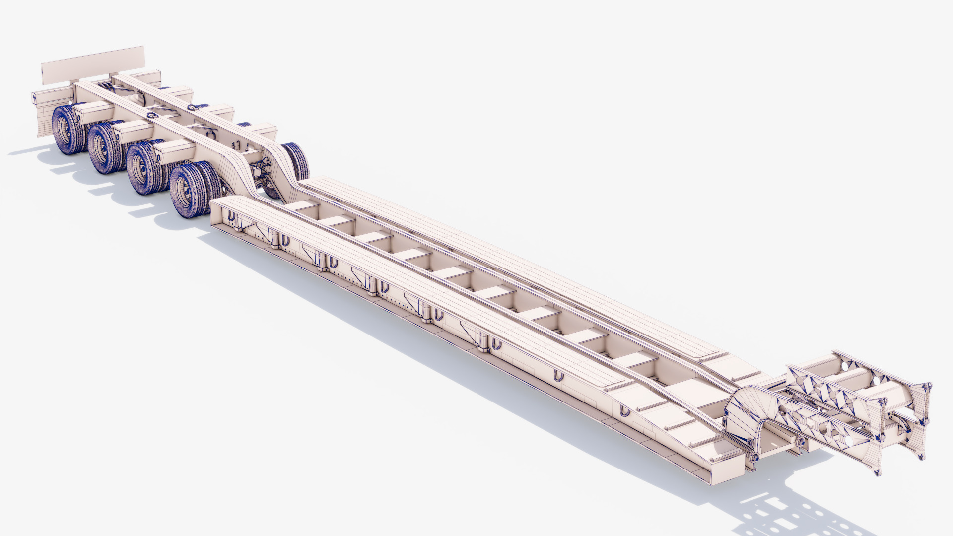 Lowboy Trailer Low-poly 3D model_13