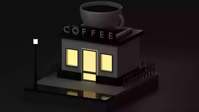 Coffee shop Low-poly 3D model Coffee shop Low-poly 3D model