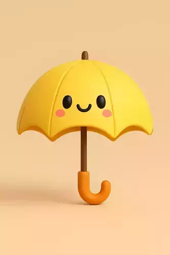 Cute Stylized 3D Umbrella Ready for Your Game World
