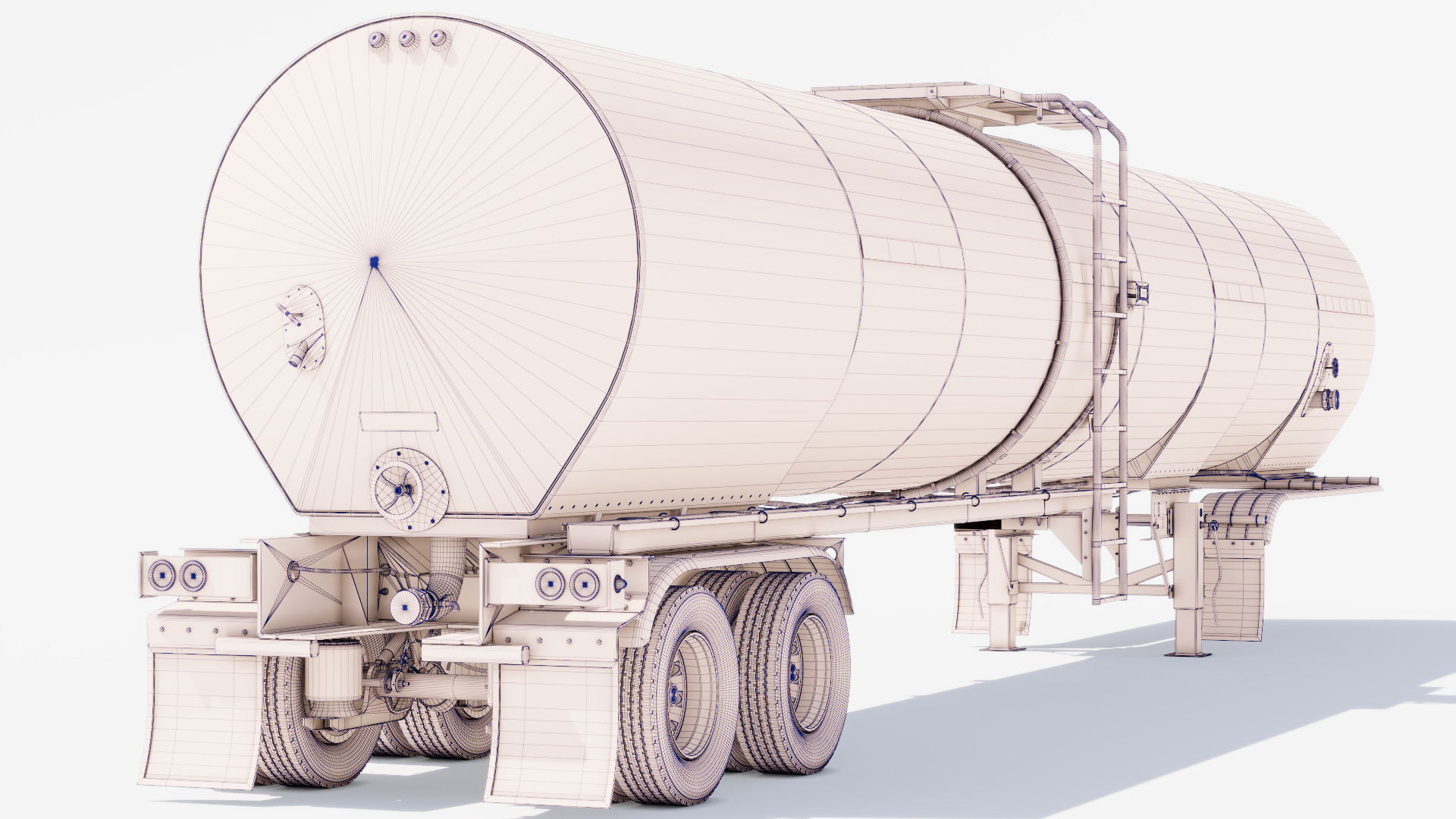 Hot Oil Tank Trailer Low-poly 3D model_17