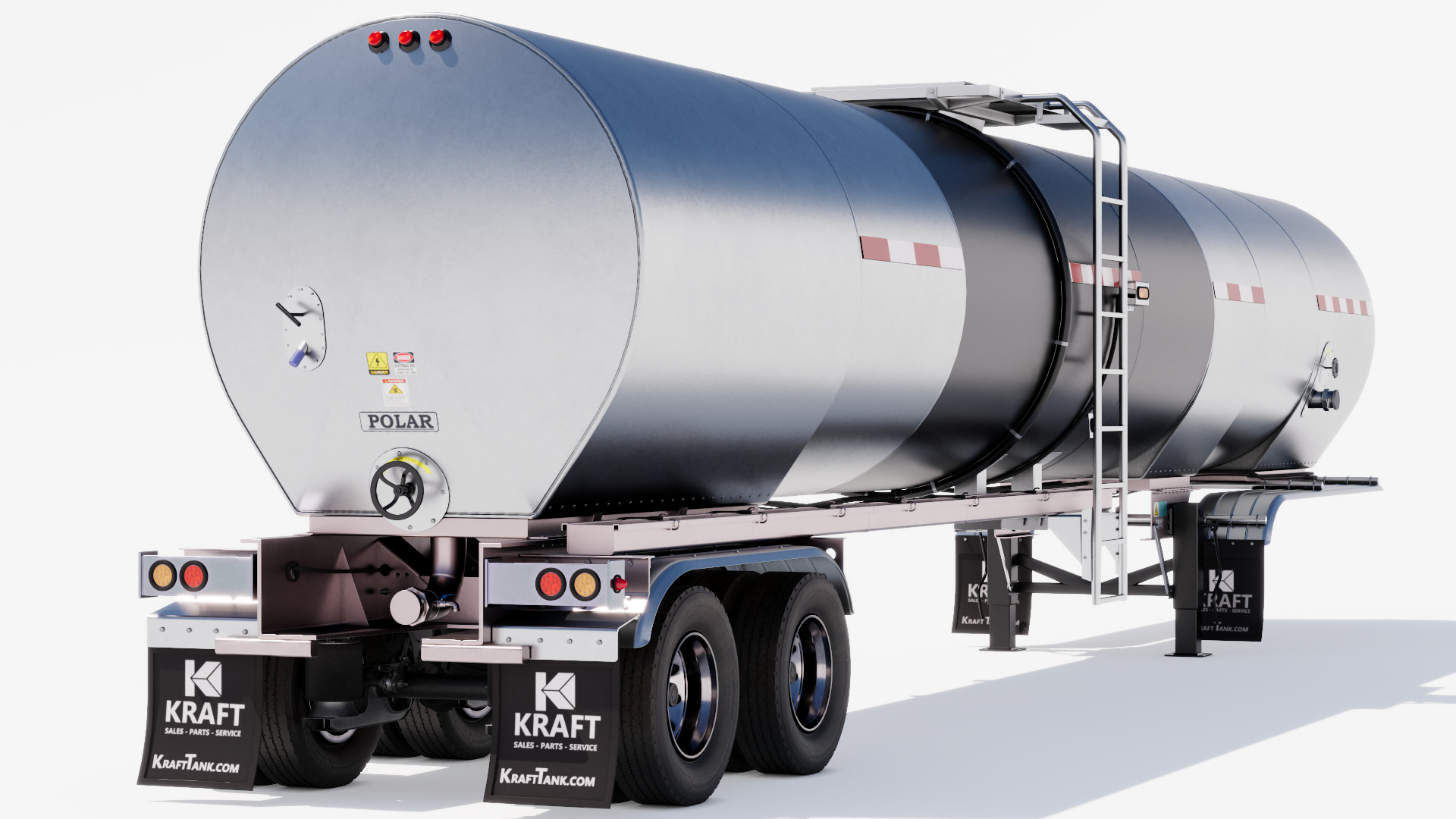 Hot Oil Tank Trailer Low-poly 3D model_5