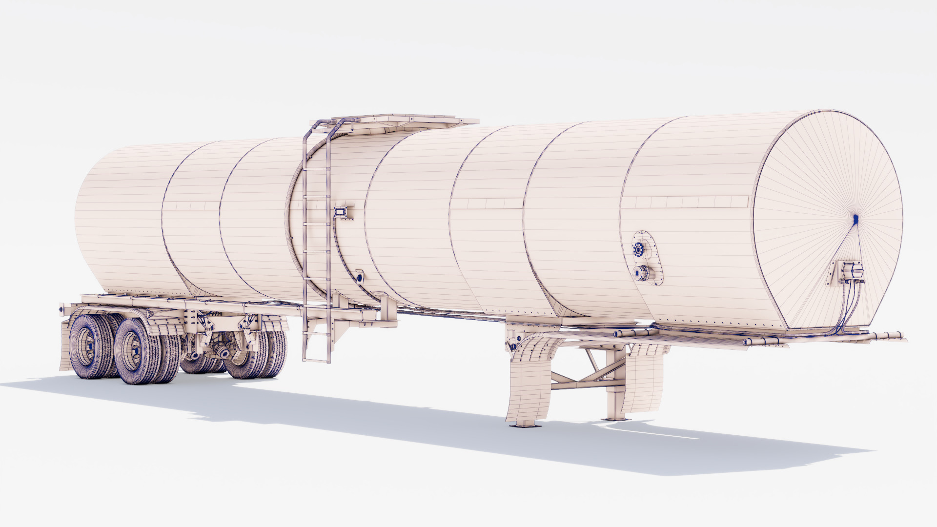Hot Oil Tank Trailer Low-poly 3D model_15