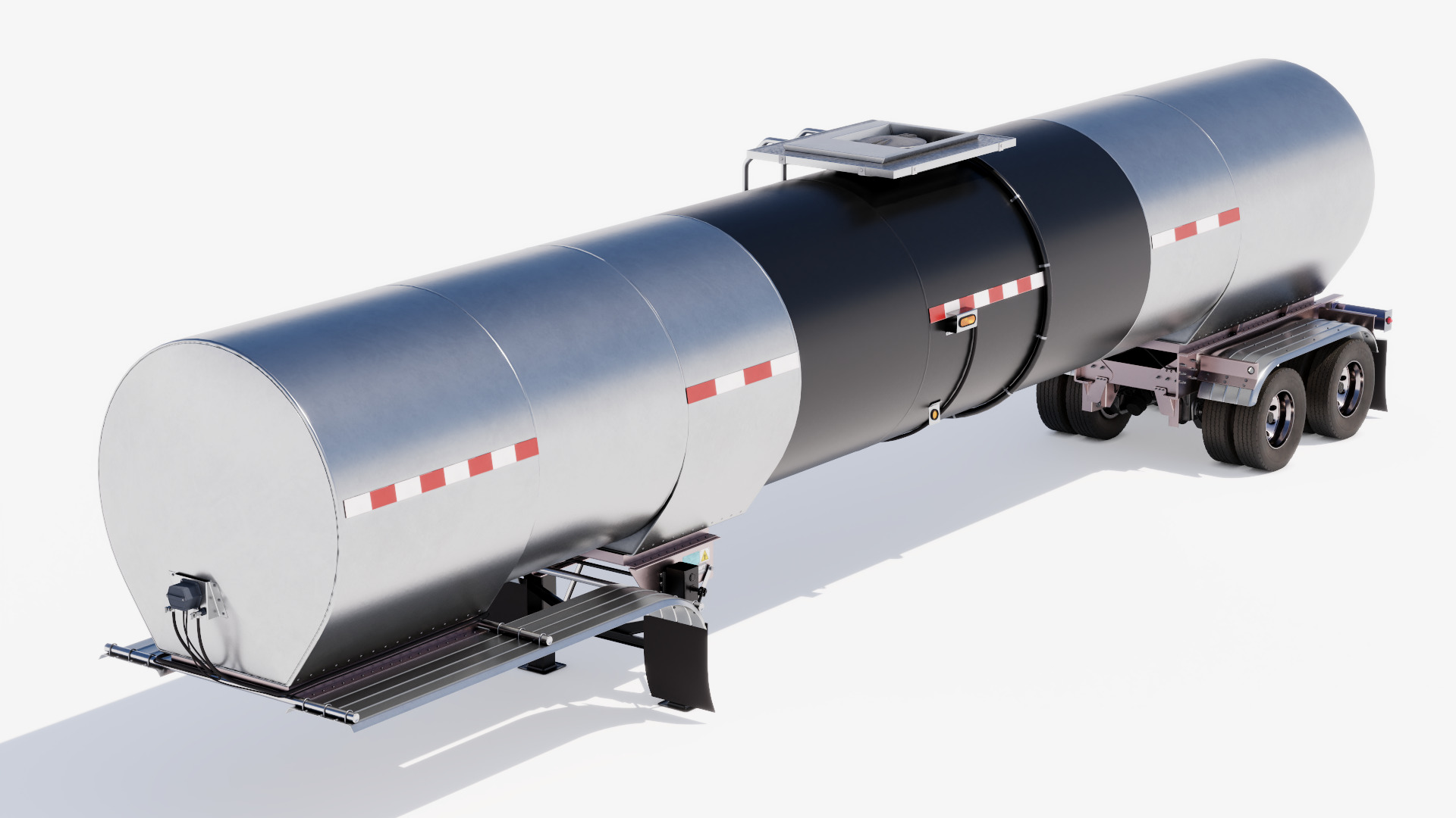 Hot Oil Tank Trailer Low-poly 3D model_1