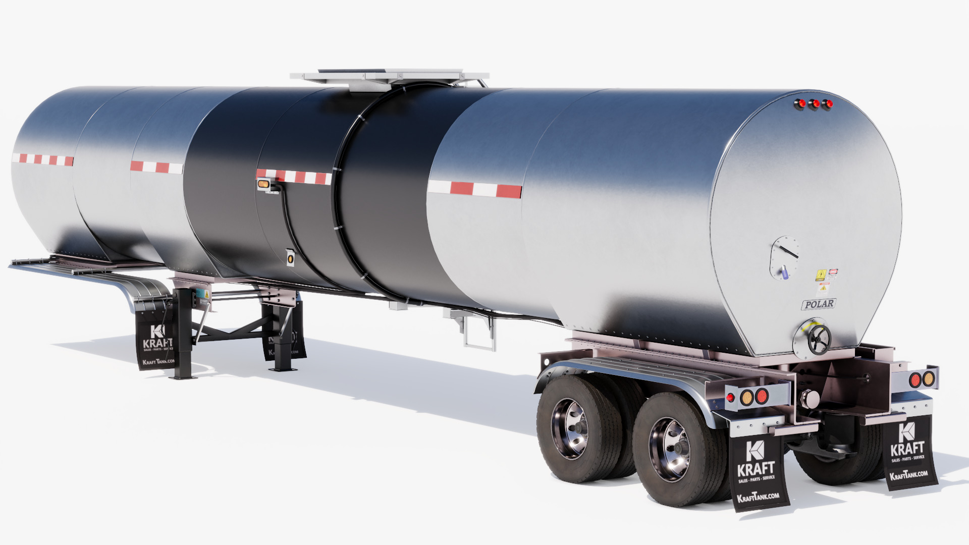Hot Oil Tank Trailer Low-poly 3D model_6