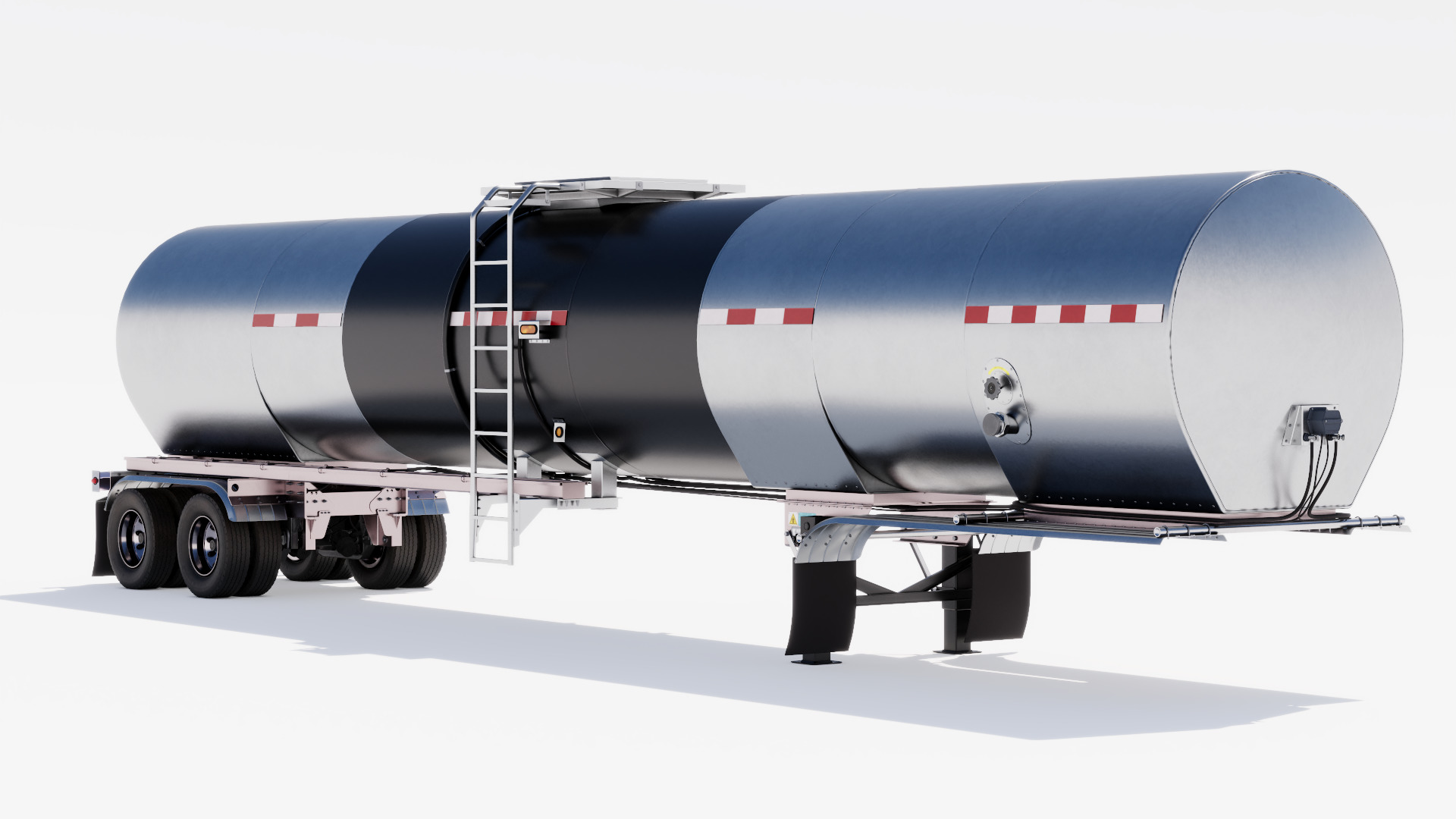 Hot Oil Tank Trailer Low-poly 3D model_3