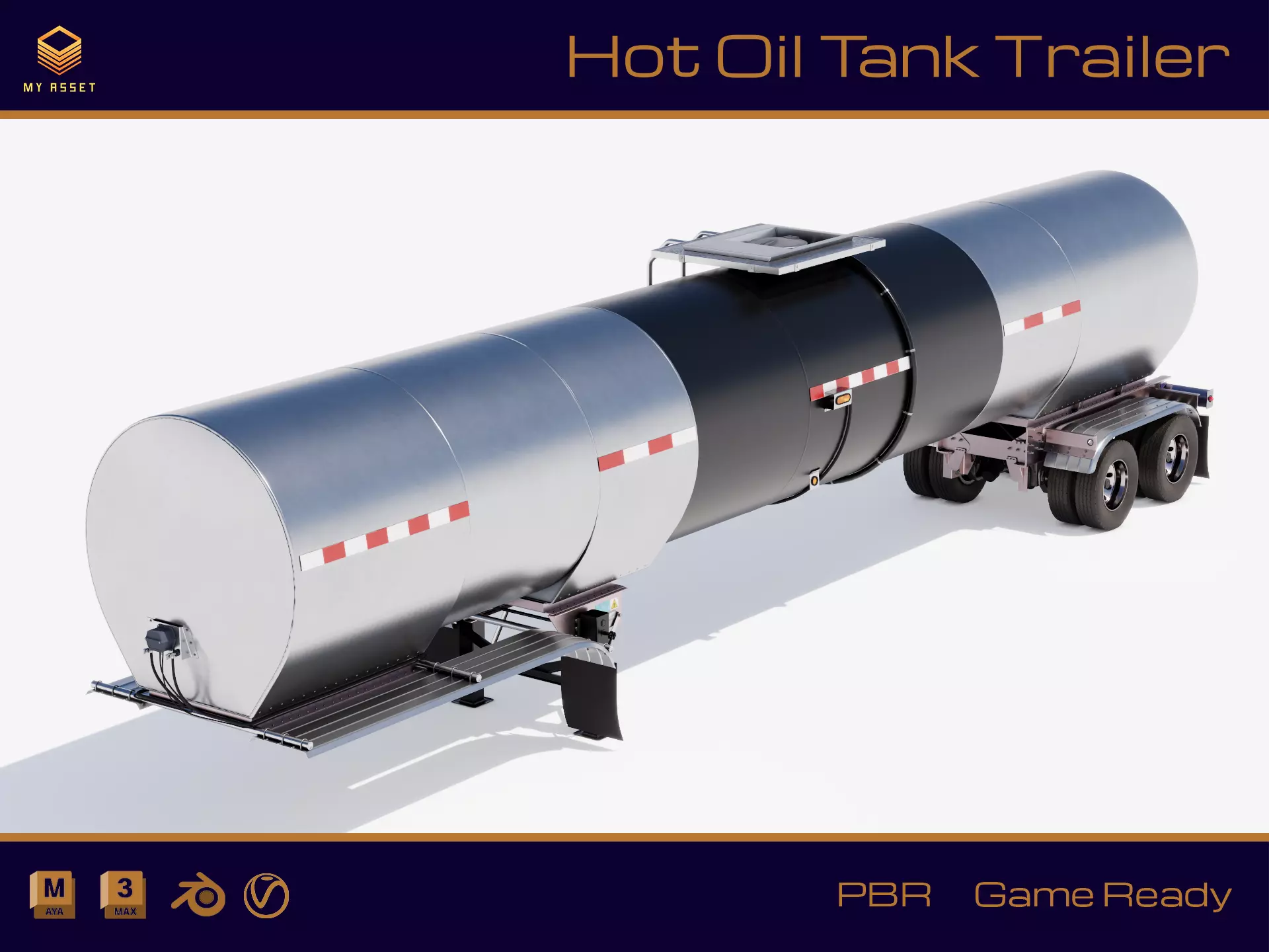 Hot Oil Tank Trailer Low-poly 3D model_0