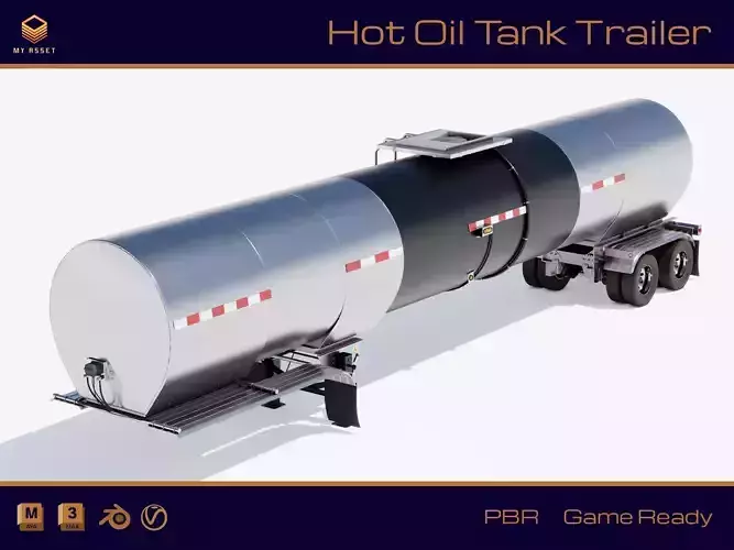 Hot Oil Tank Trailer Low-poly 3D model Hot Oil Tank Trailer Low-poly 3D model