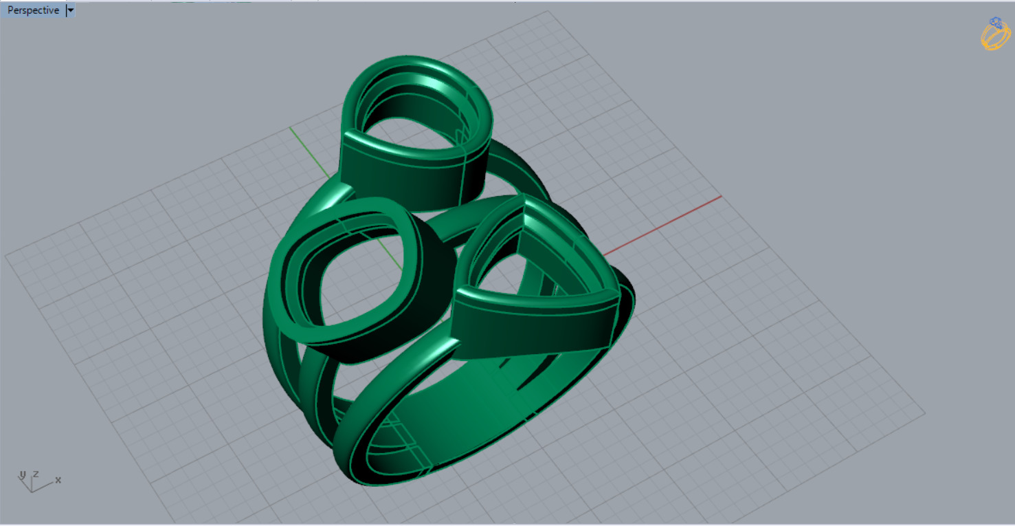  Yellow gold ring with three stones modelgr0124 3D print model_5