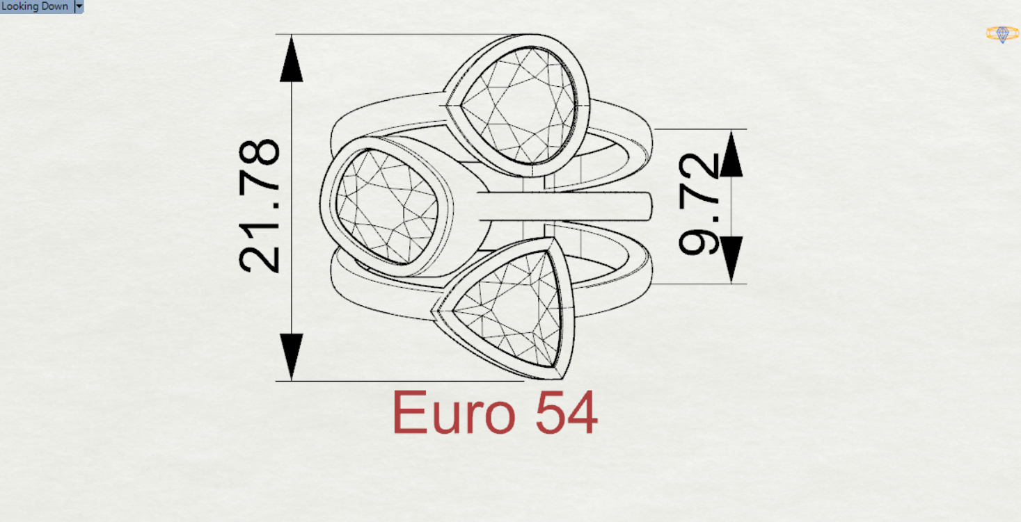  Yellow gold ring with three stones modelgr0124 3D print model_23