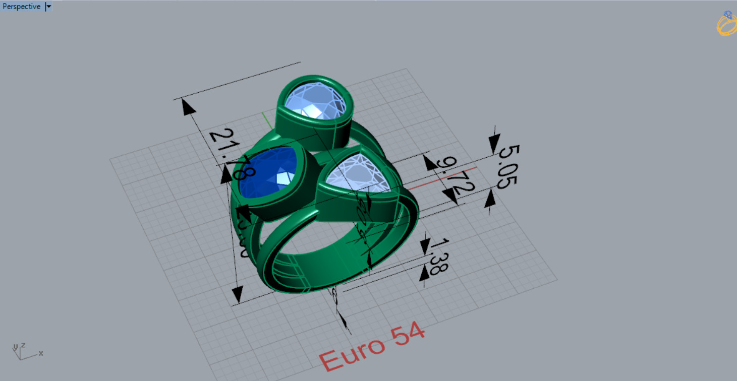 Yellow gold ring with three stones modelgr0124 3D print model_10