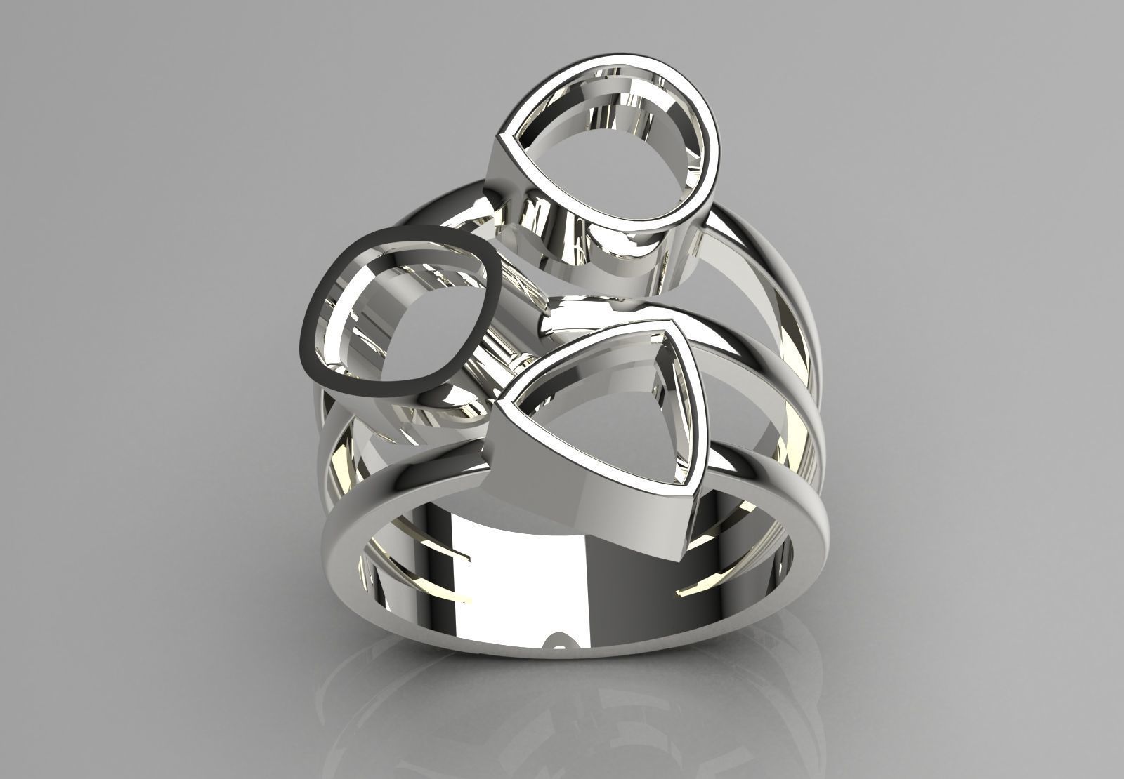  Yellow gold ring with three stones modelgr0124 3D print model_17
