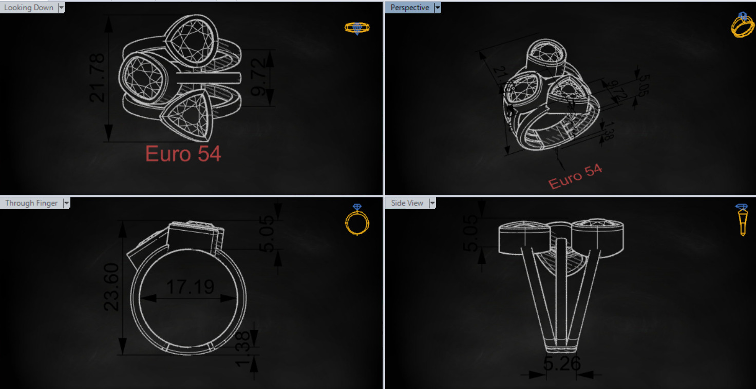  Yellow gold ring with three stones modelgr0124 3D print model_20