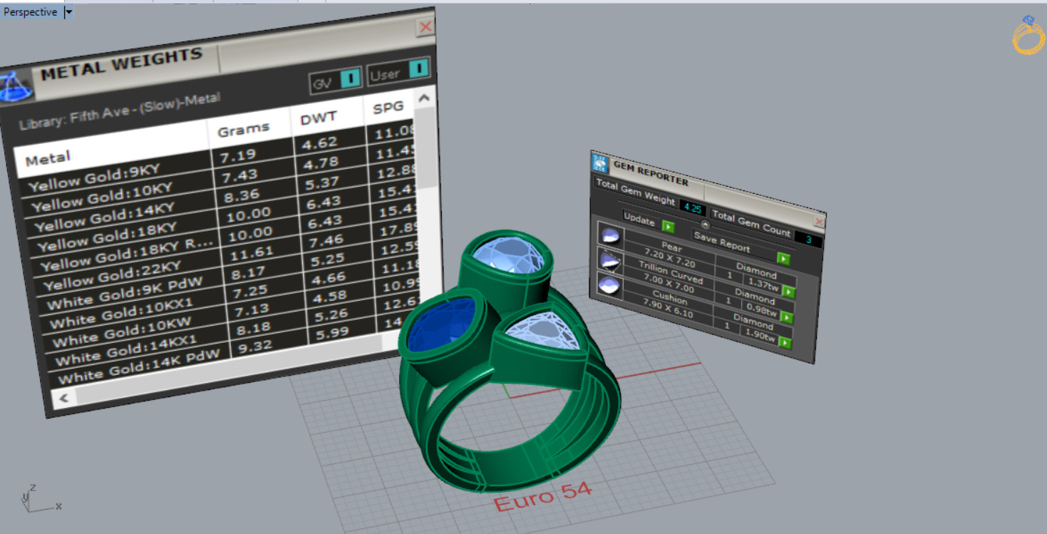  Yellow gold ring with three stones modelgr0124 3D print model_9