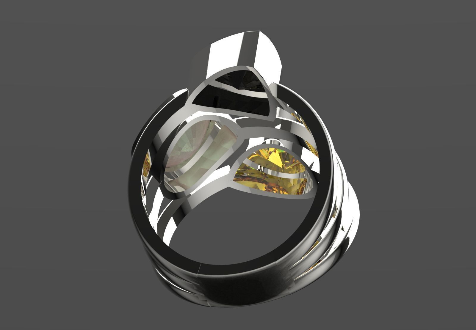  Yellow gold ring with three stones modelgr0124 3D print model_18