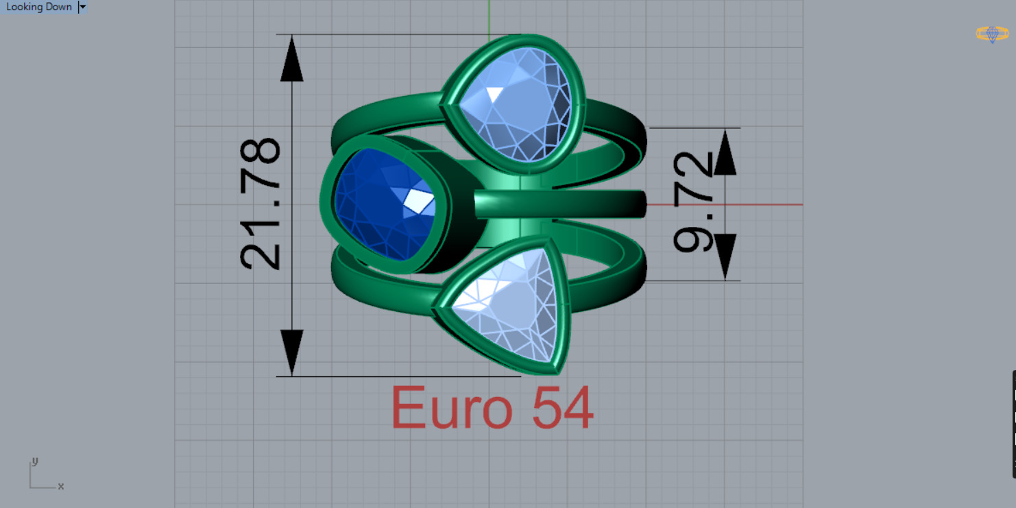  Yellow gold ring with three stones modelgr0124 3D print model_11