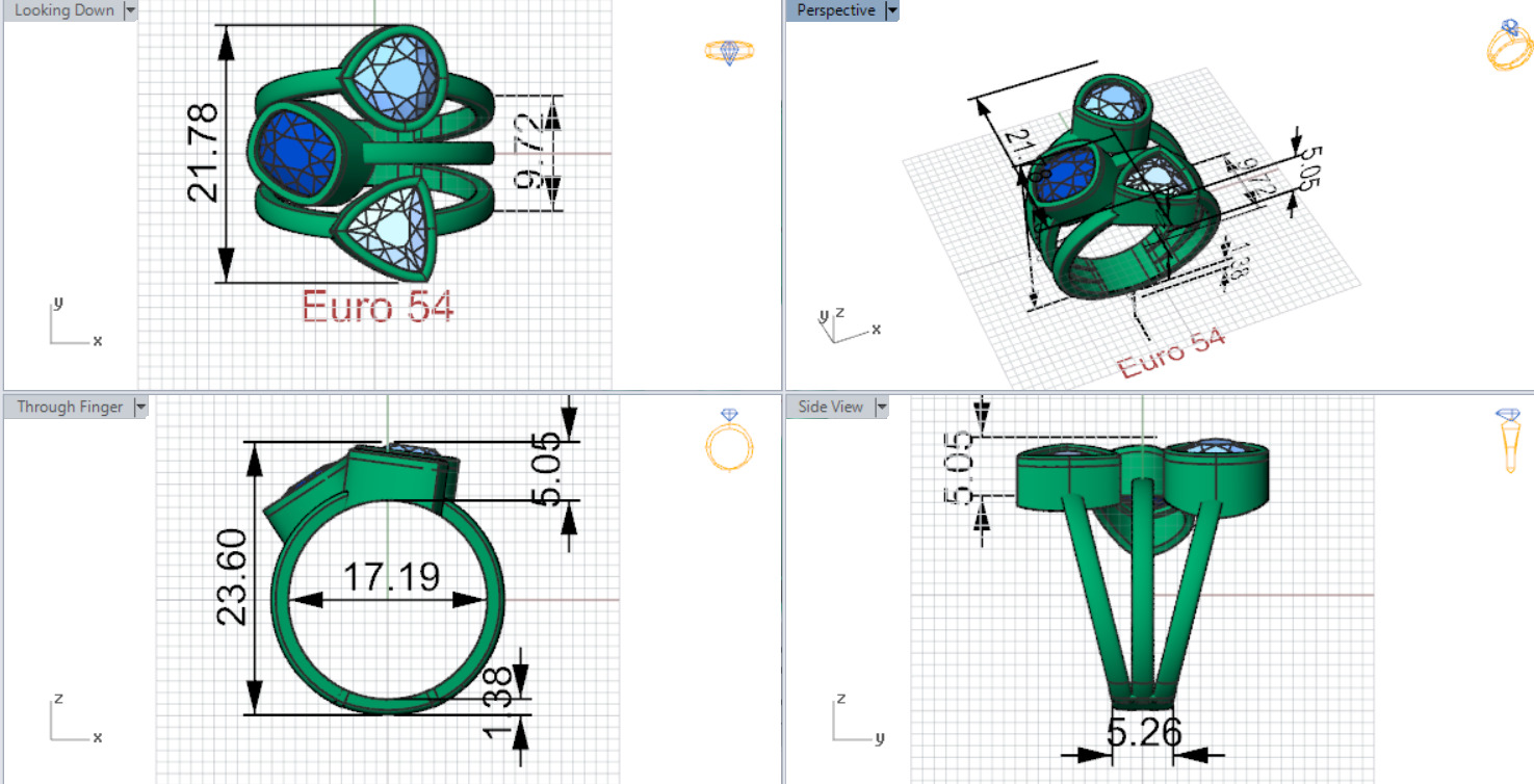  Yellow gold ring with three stones modelgr0124 3D print model_19
