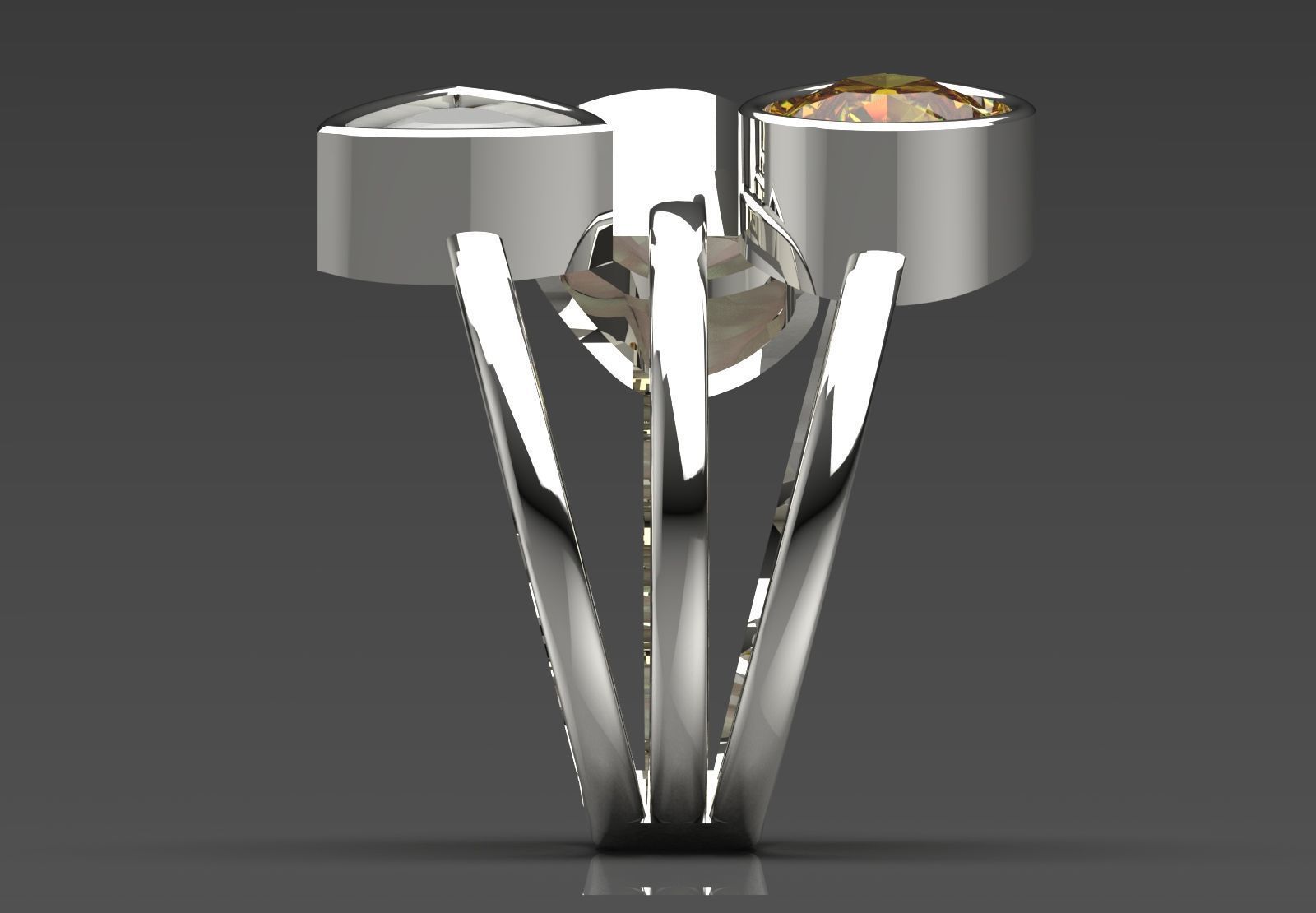  Yellow gold ring with three stones modelgr0124 3D print model_16