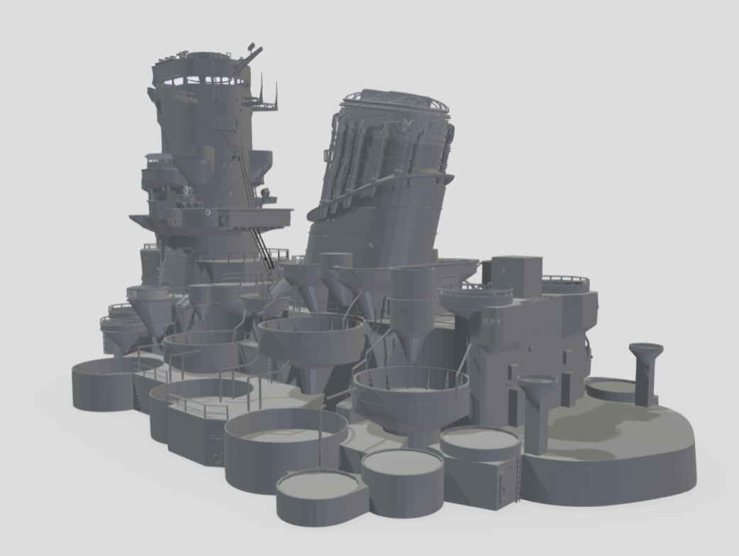 IJN Yamato Superstructure 1-200 and 1-350 Scale Detailed Model 3D print model_5