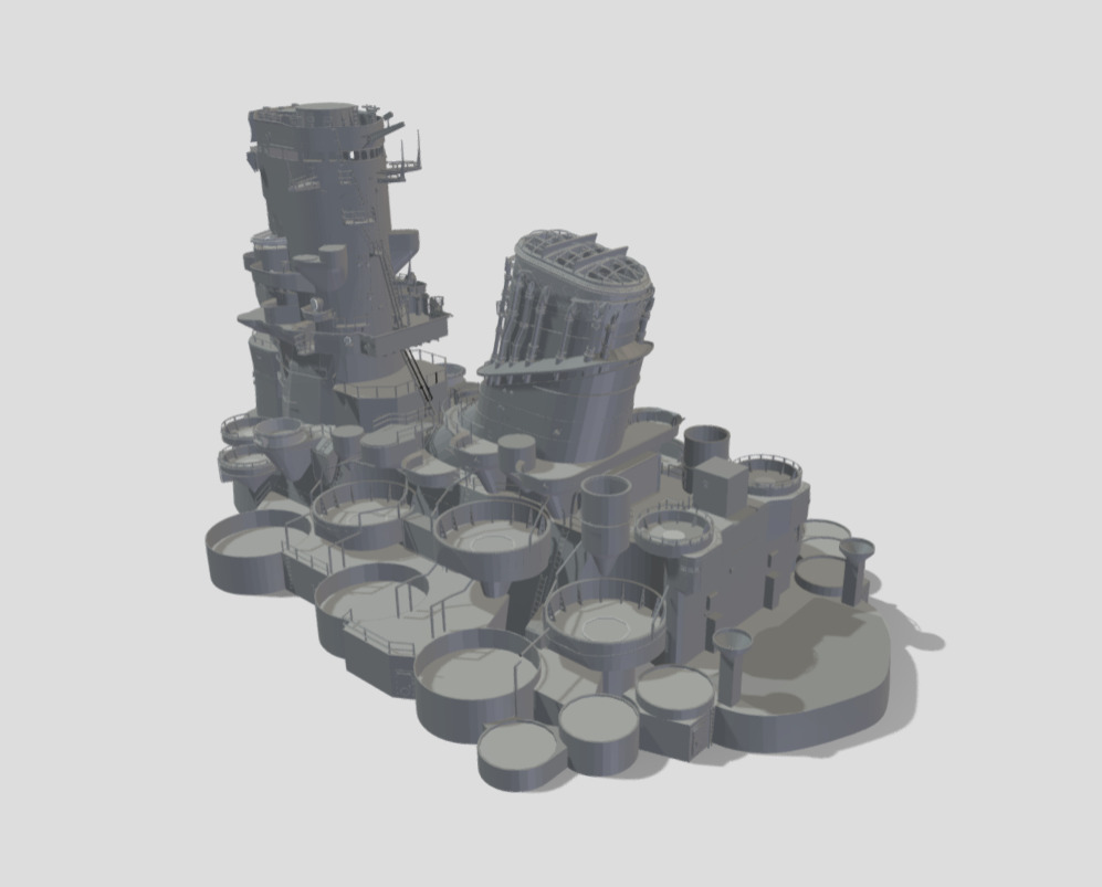 IJN Yamato Superstructure 1-200 and 1-350 Scale Detailed Model 3D print model_2
