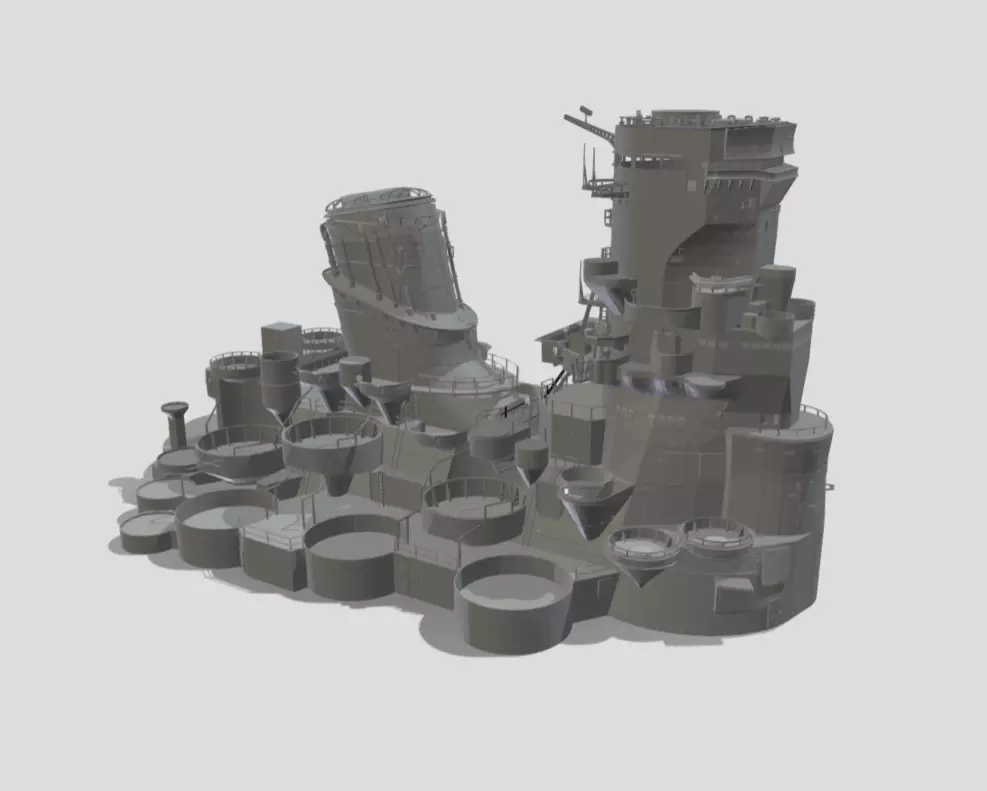 IJN Yamato Superstructure 1-200 and 1-350 Scale Detailed Model 3D print model_0