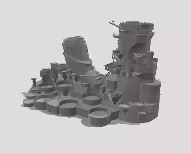 IJN Yamato Superstructure 1-200 and 1-350 Scale Detailed Model 3D print model