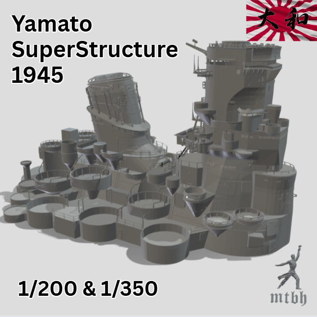 IJN Yamato Superstructure 1-200 and 1-350 Scale Detailed Model 3D print model_1