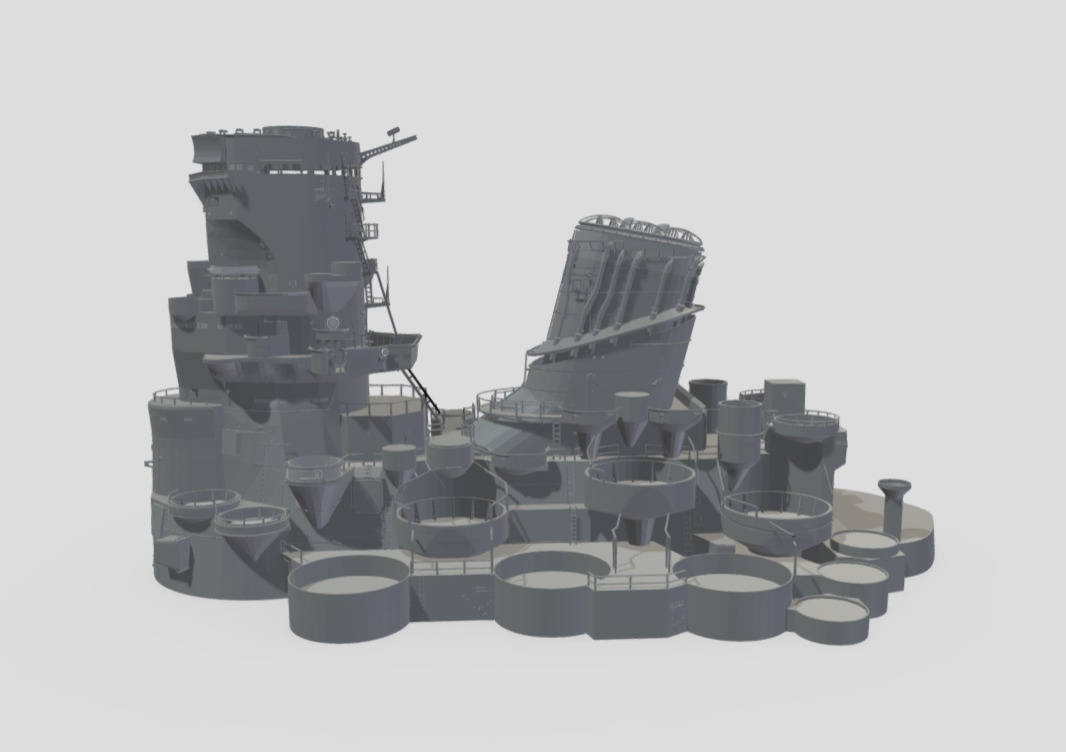 IJN Yamato Superstructure 1-200 and 1-350 Scale Detailed Model 3D print model_6