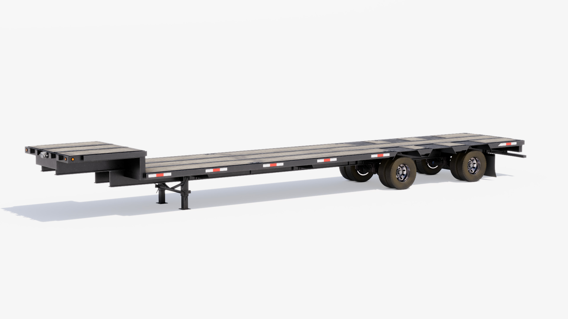 Drop Deck Trailer Low-poly 3D model_1