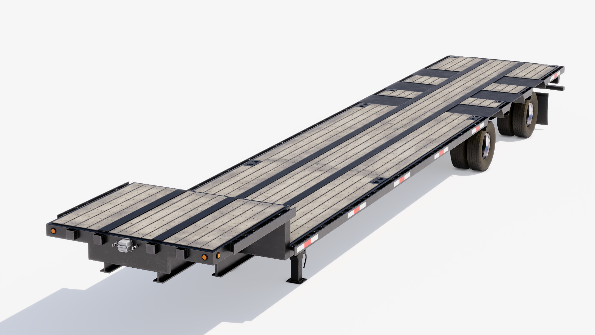Drop Deck Trailer Low-poly 3D model_7