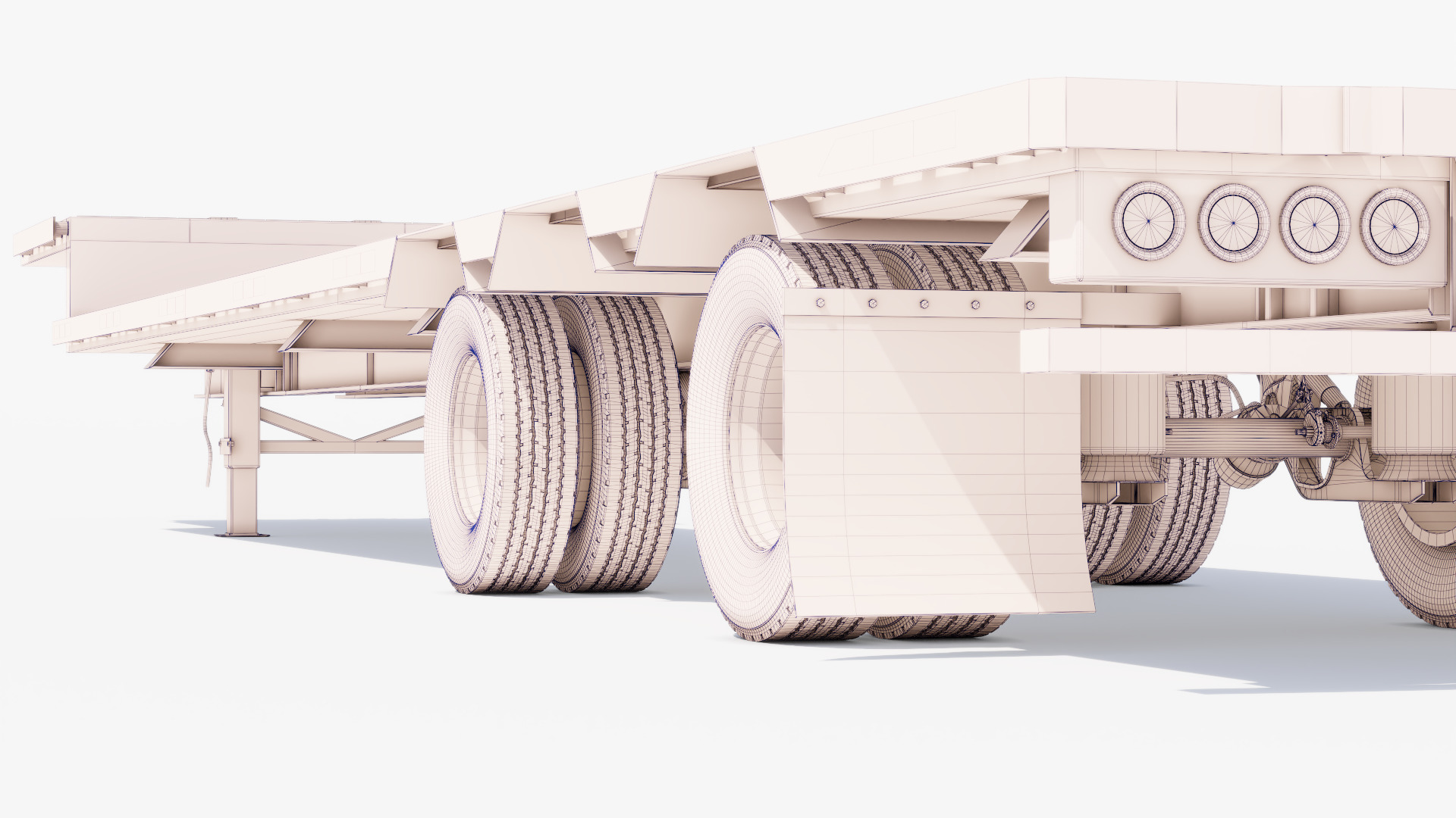 Drop Deck Trailer Low-poly 3D model_22