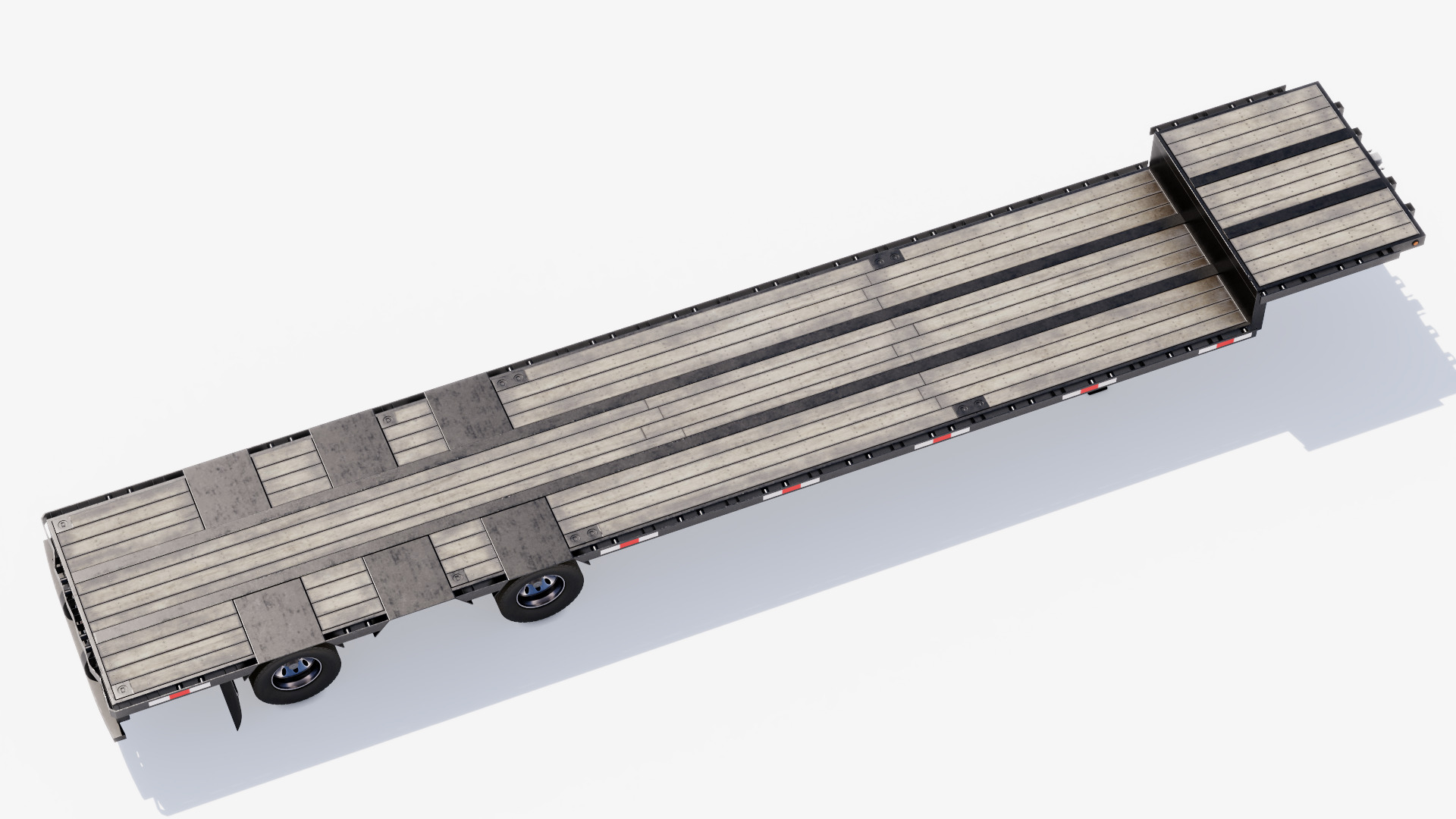 Drop Deck Trailer Low-poly 3D model_4