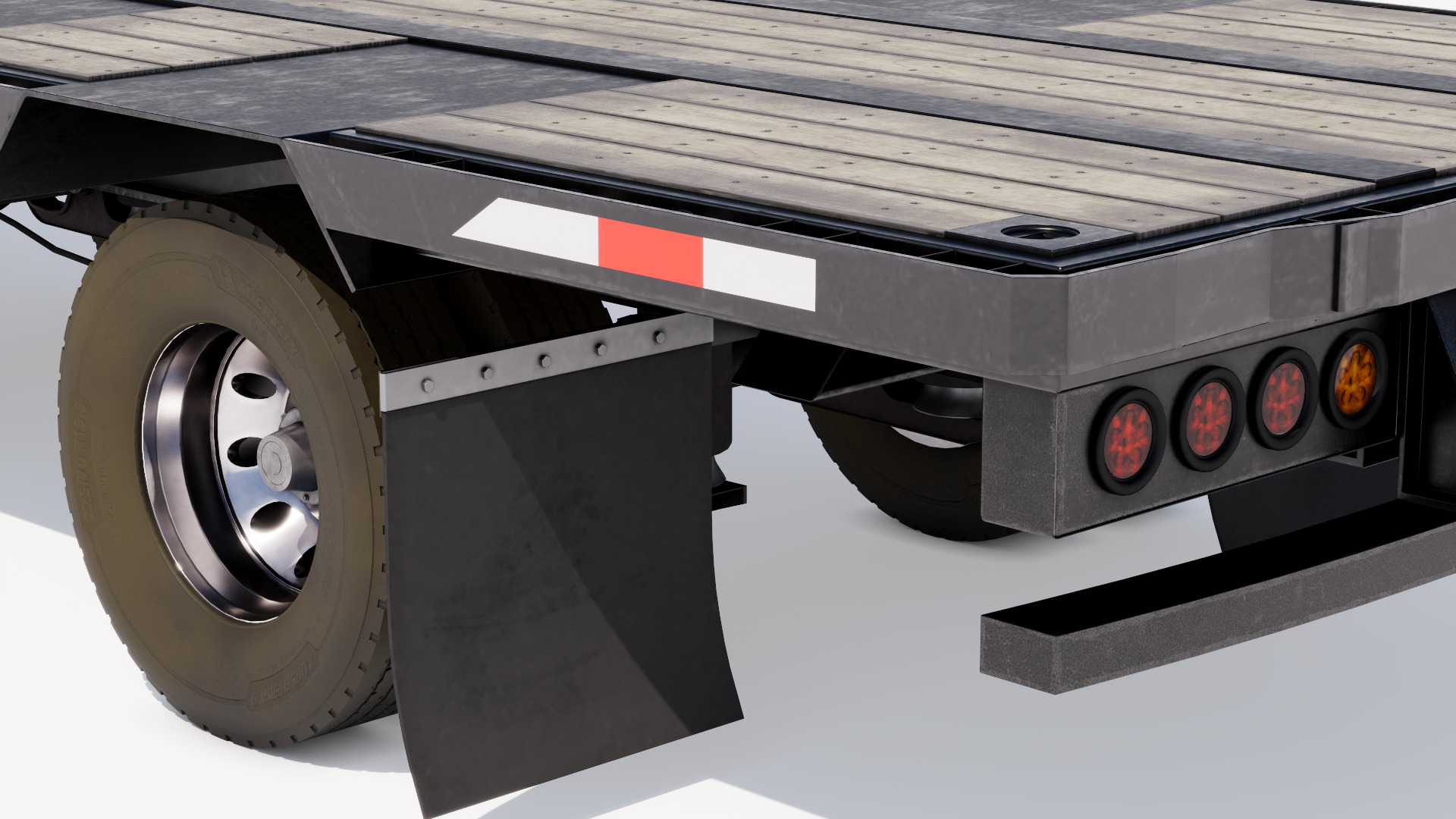 Drop Deck Trailer Low-poly 3D model_10