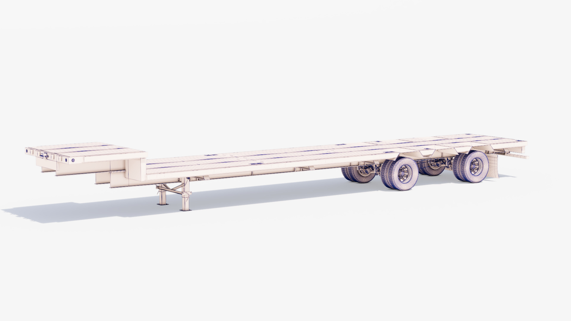 Drop Deck Trailer Low-poly 3D model_14