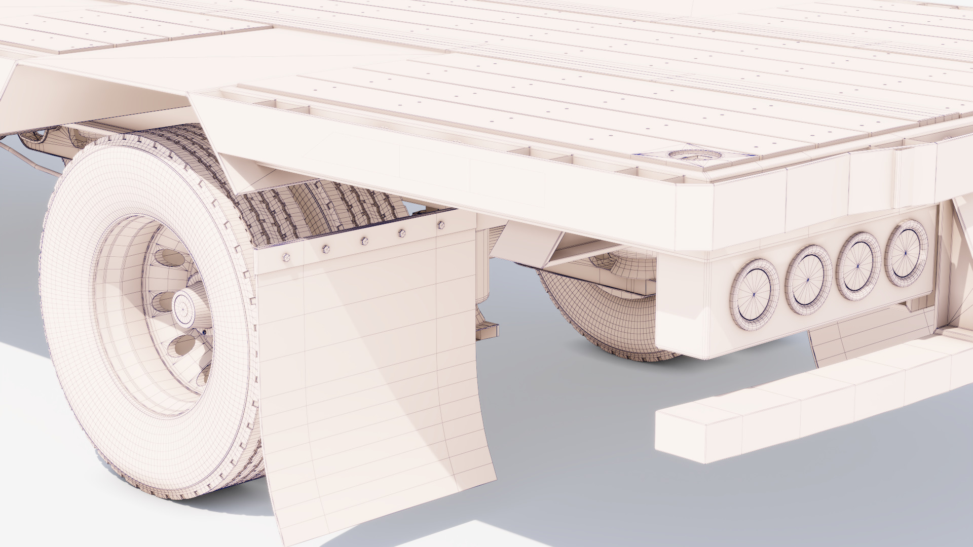 Drop Deck Trailer Low-poly 3D model_23