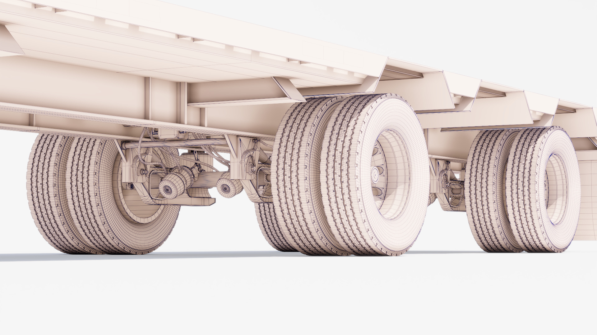 Drop Deck Trailer Low-poly 3D model_21