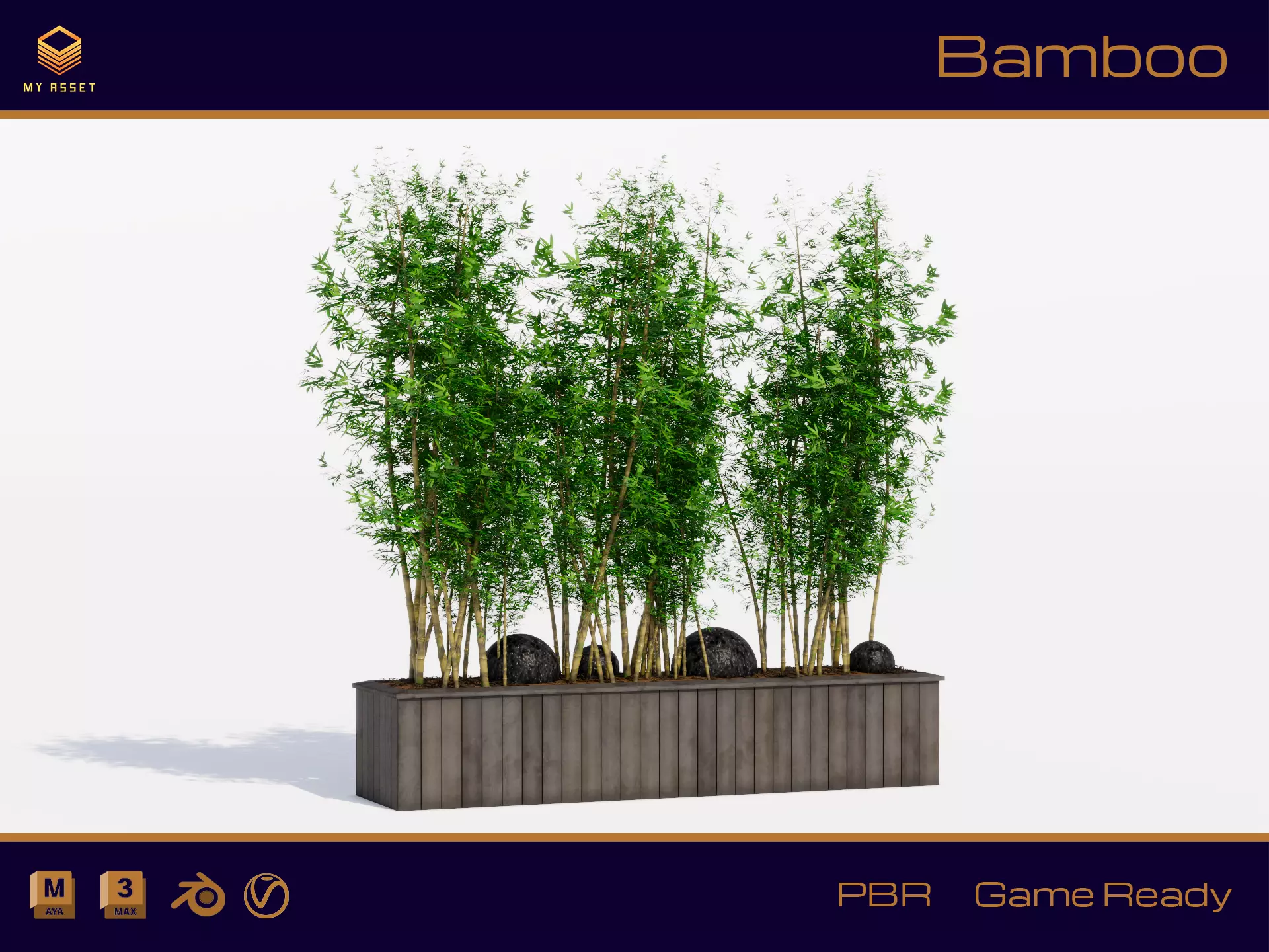 Bamboo Pot Low-poly 3D model_0