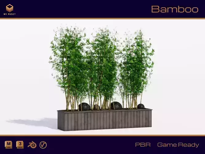 Bamboo Pot Low-poly 3D model