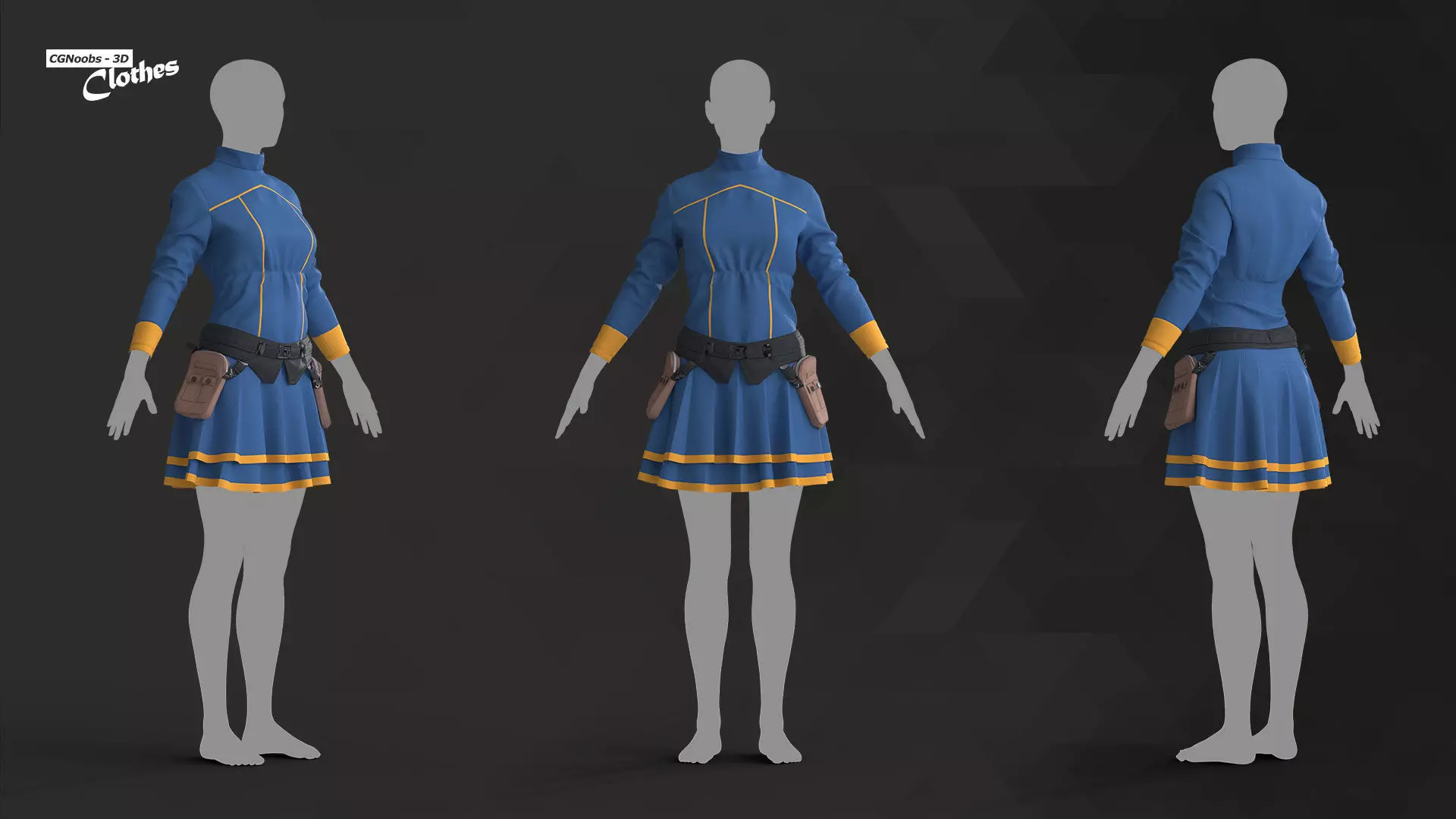 Female Uniform - 122 Marvelous Designer and Clo3D 3D model_0