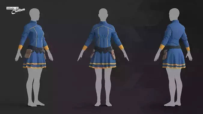 Female Uniform - 122 Marvelous Designer and Clo3D 3D model