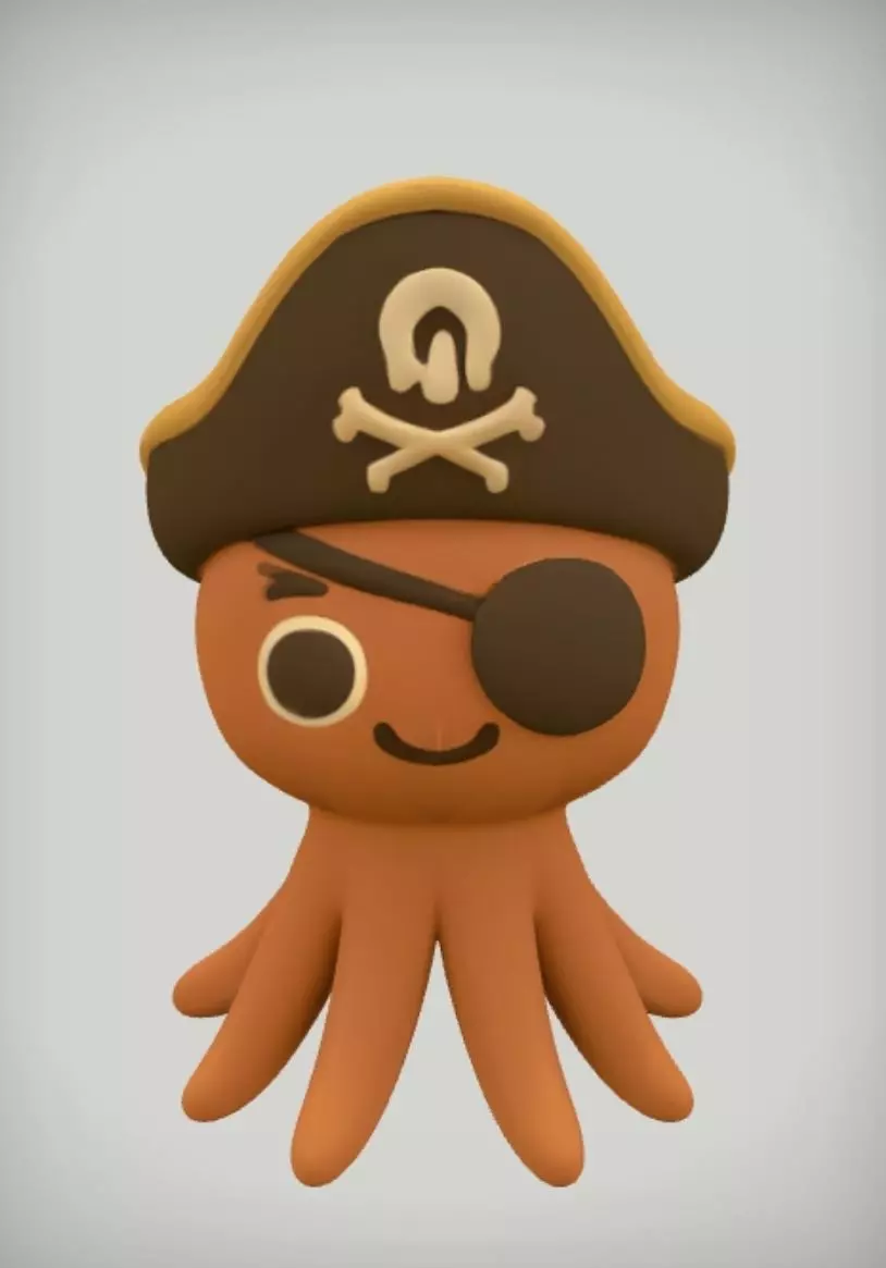 3D Render of a Pirate Octopus 3D print model_0