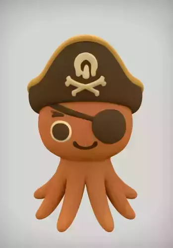 3D Render of a Pirate Octopus