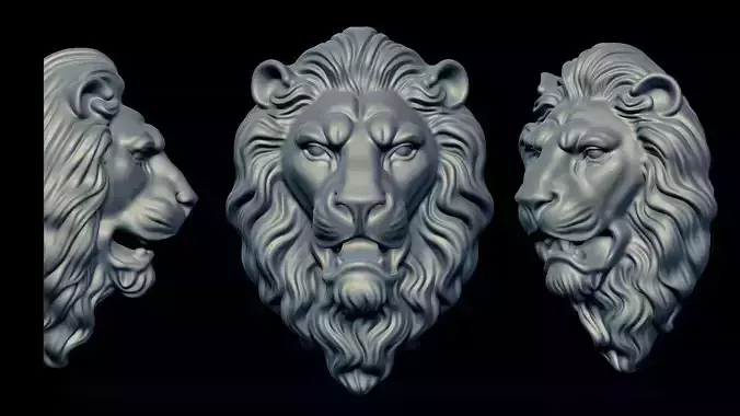 Lion Head Sculpture 3D print 3D print model