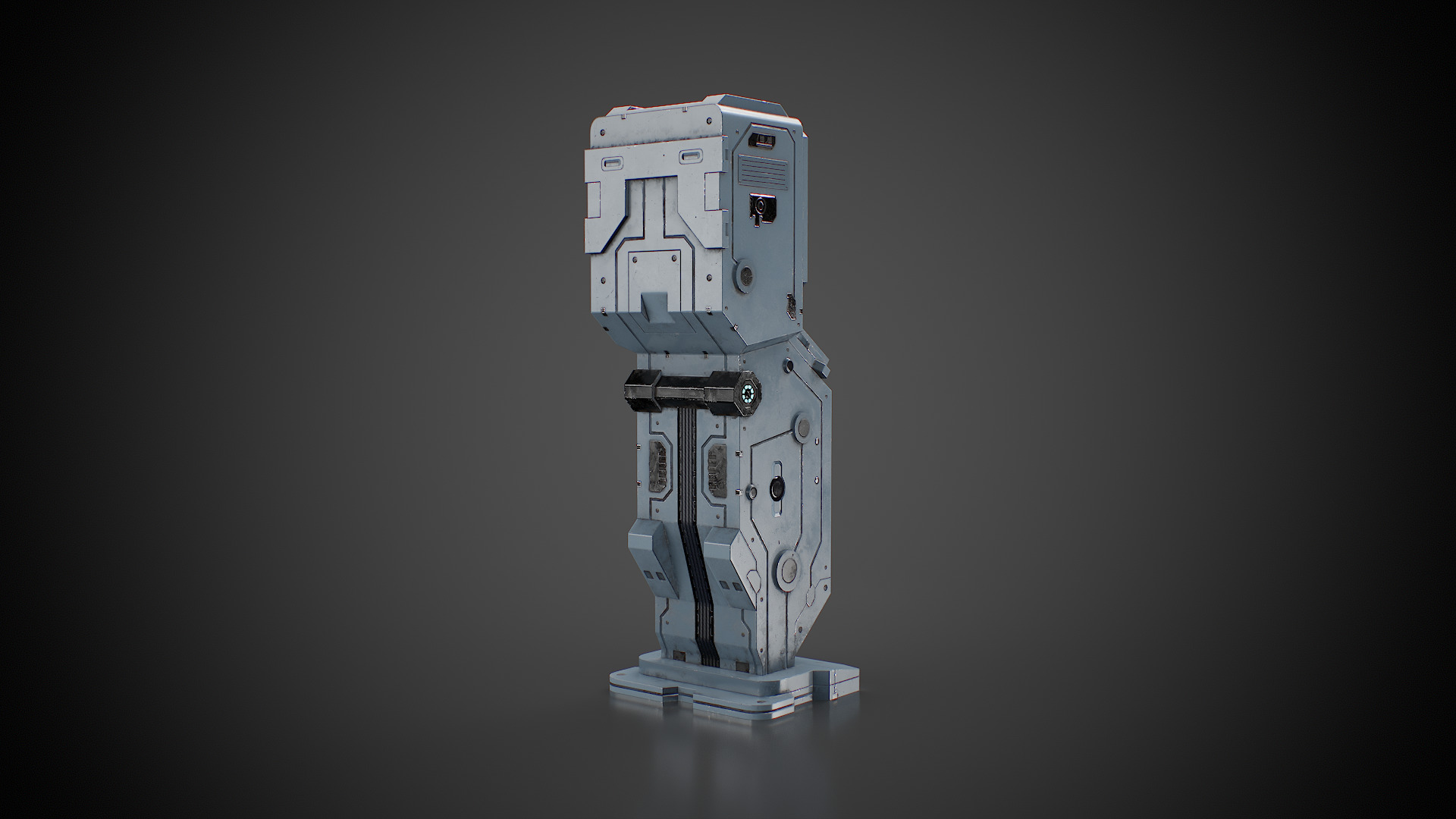 Futuristic sci-fi control terminal Low-poly 3D model_7