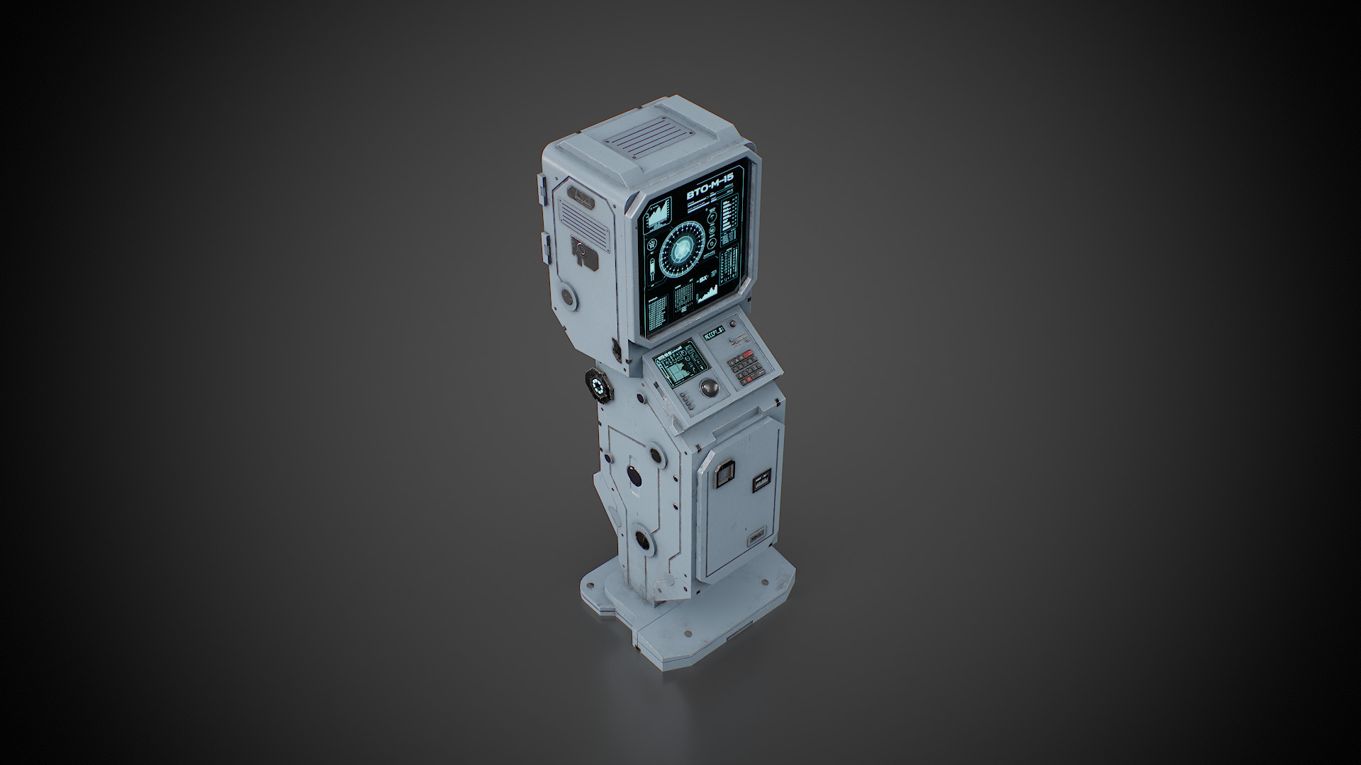 Futuristic sci-fi control terminal Low-poly 3D model_8