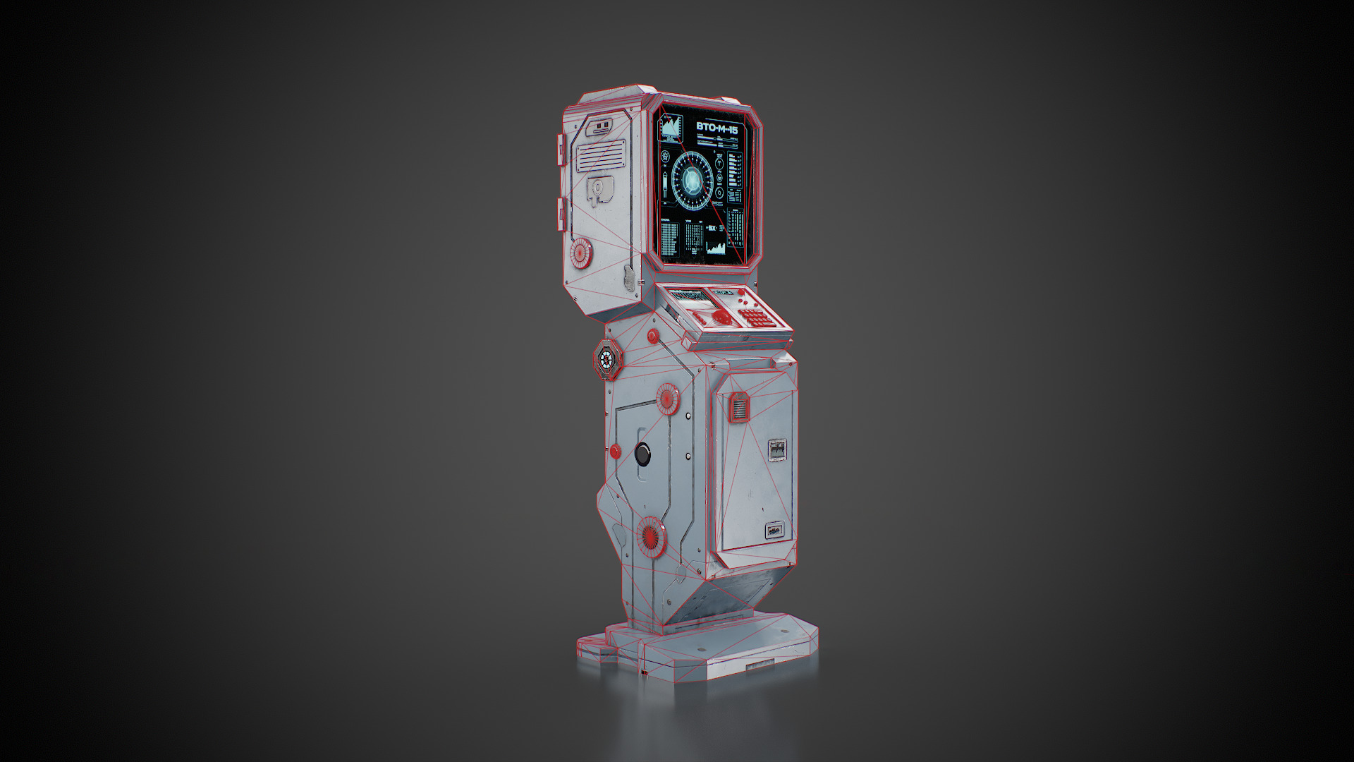Futuristic sci-fi control terminal Low-poly 3D model_4