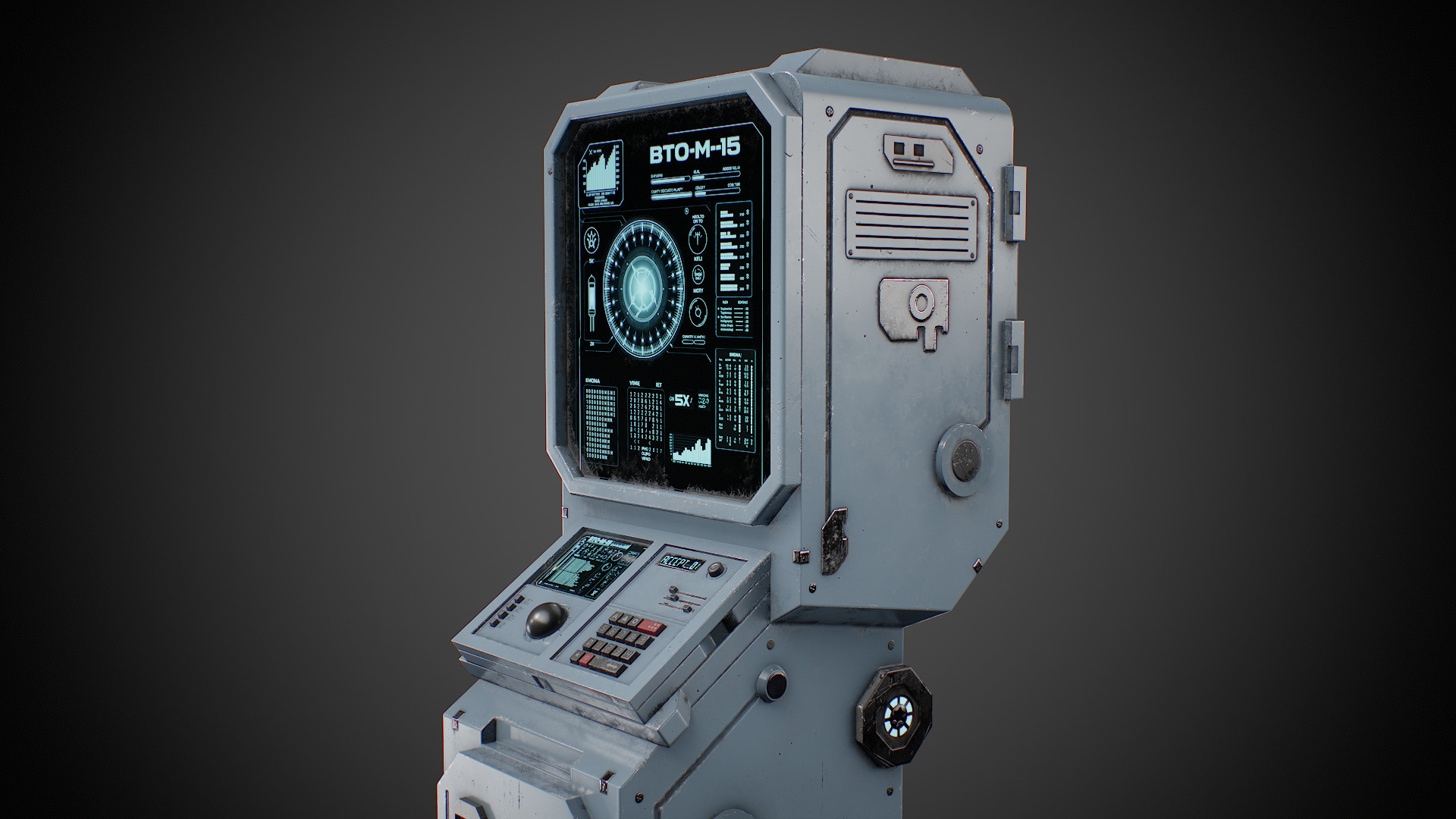 Futuristic sci-fi control terminal Low-poly 3D model_9