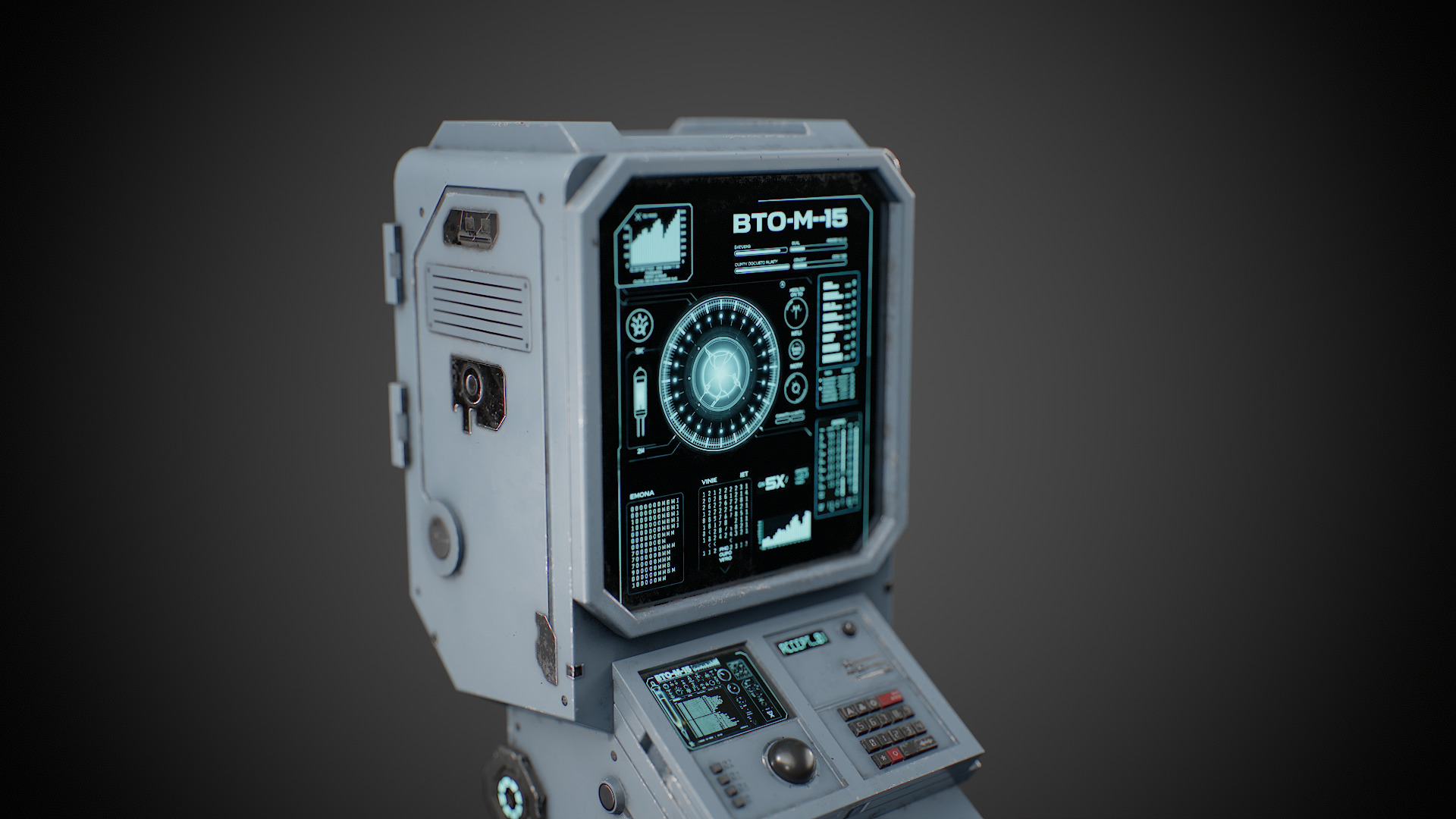 Futuristic sci-fi control terminal Low-poly 3D model_12