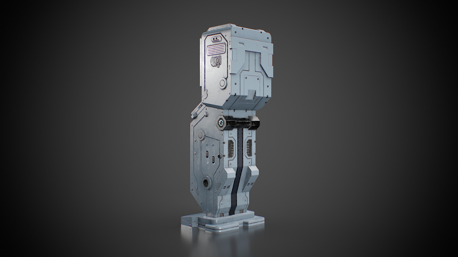 Futuristic sci-fi control terminal Low-poly 3D model_5