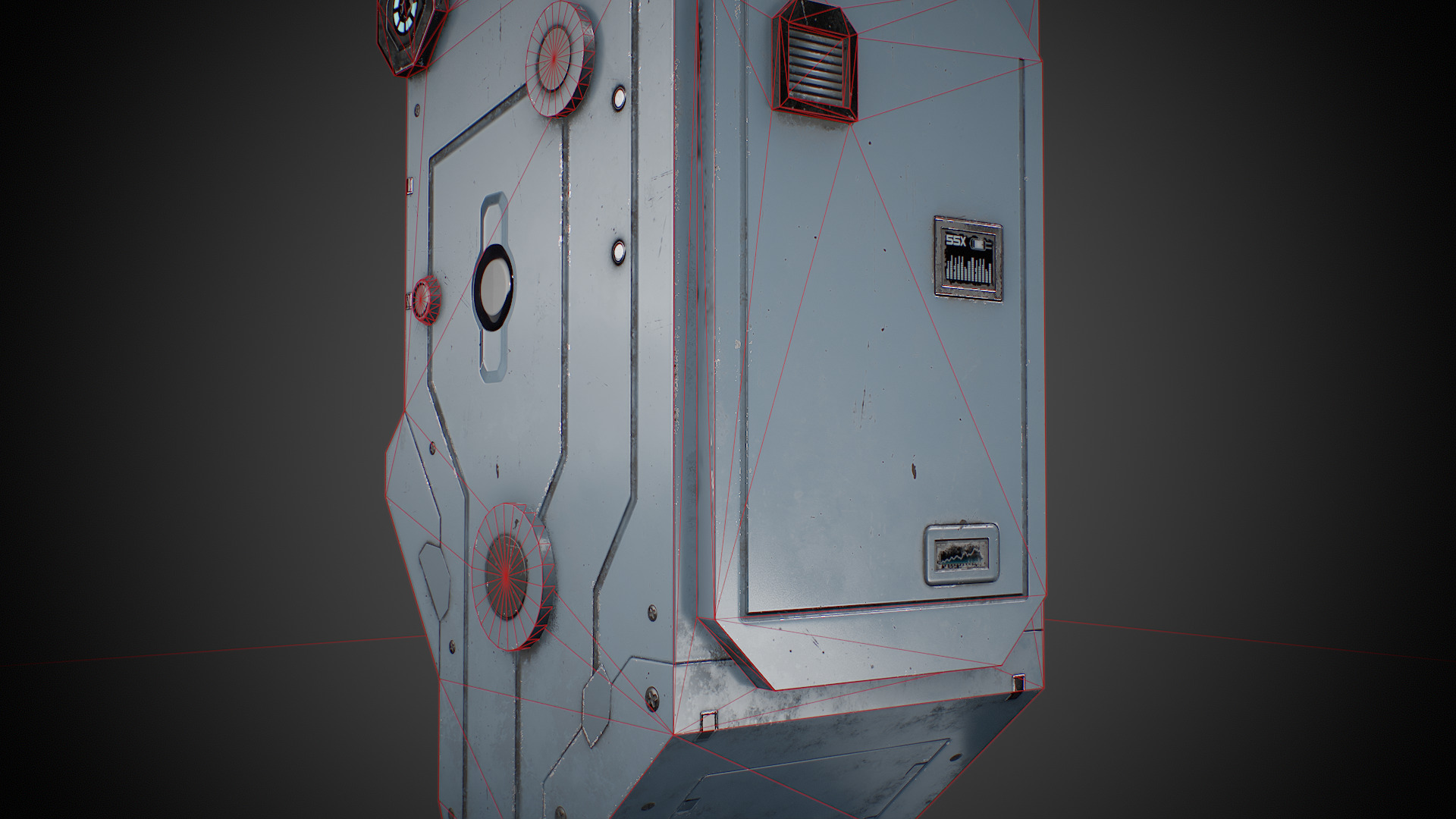 Futuristic sci-fi control terminal Low-poly 3D model_14