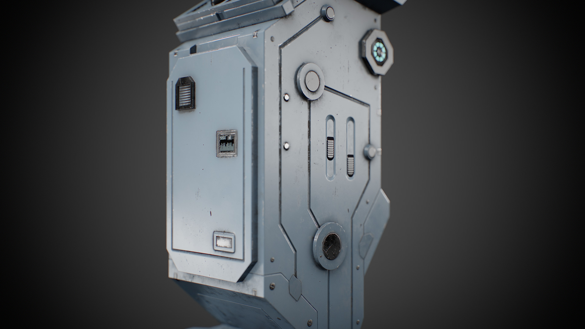 Futuristic sci-fi control terminal Low-poly 3D model_15